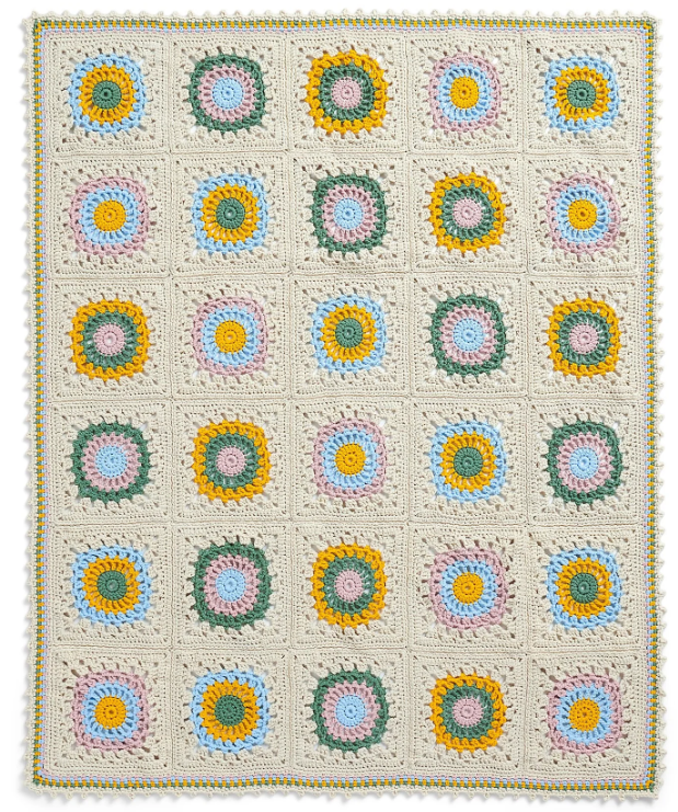 Picot Edged Crochet Granny Blanket Pattern