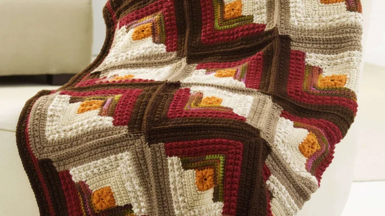 Log Cabin Comfort Throw Free Pattern